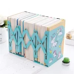 Kids Bookends Bookcase Student Metal Adjustable Book Racks Books Holder Desktop Organizer Bookshelf ( beige, OneSize )