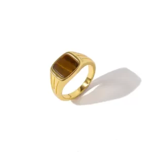 European And American Retro Fashion Natural Green Peacock Stone Ring ( gold, Standard )