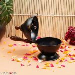 Traditional Metal Dhoop Dani with Handle (Black) - Image 2